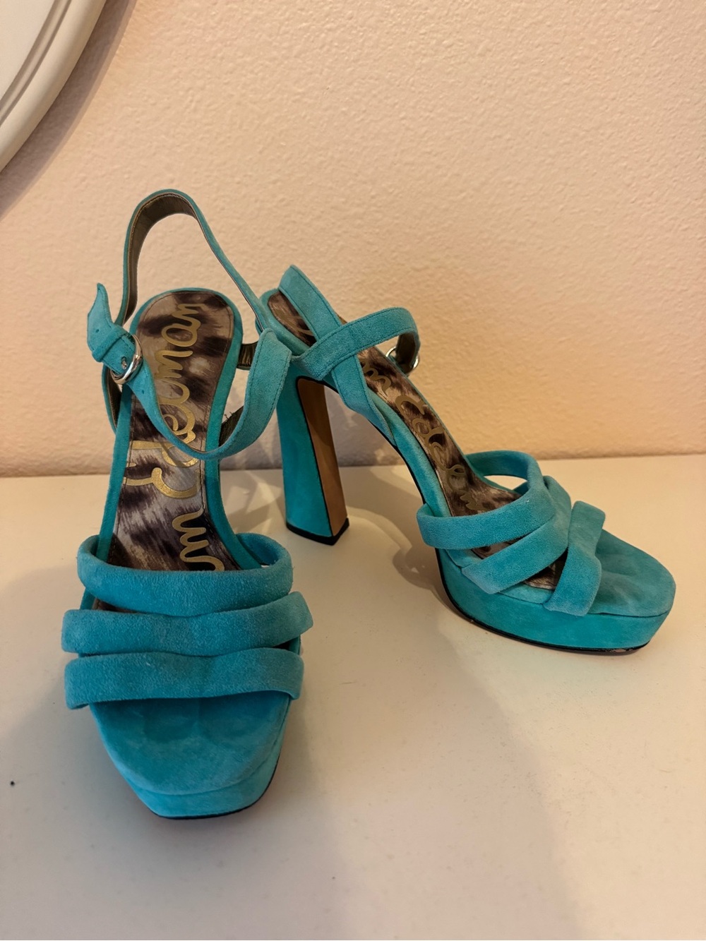 Sam Edelman Turquoise Suede Platform Heels